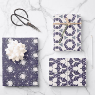 Elegant Geometry: Minimalist Floral Tile Deep Plum Wrapping Paper Sheets