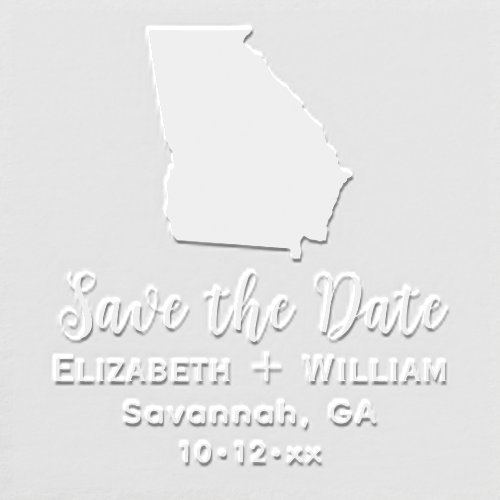 Elegant Georgia State Map Wedding Save the Date Embosser