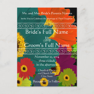 Elegant Gerber Daisy Wedding Invitation