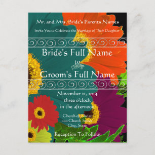Elegant Gerber Daisy Wedding Invitation
