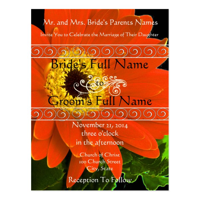 Elegant Gerber Daisy Wedding Invitation Postcard