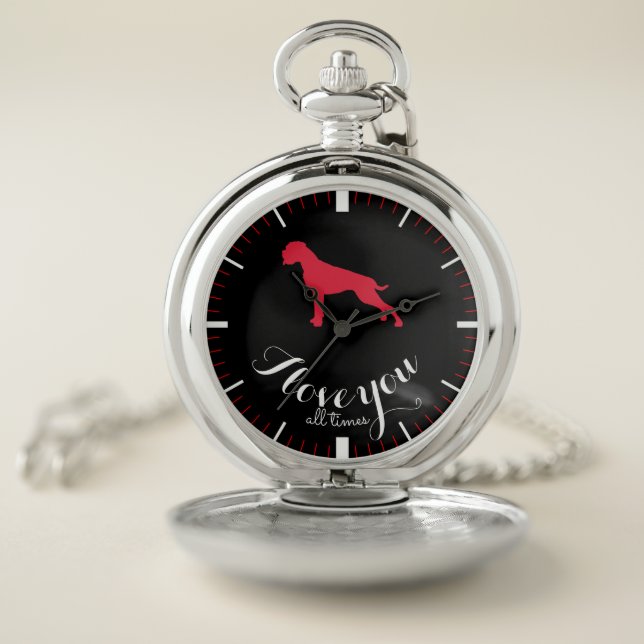 Elegant German Boxer Dog soft red Pocket Watch (Inside)