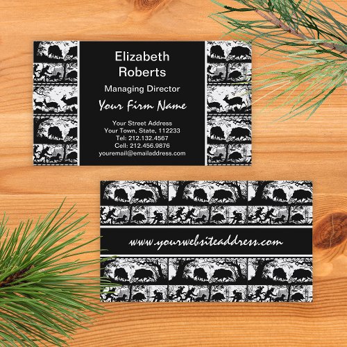 Elegant German Hunting Scene Running Deer and Boar Business Card