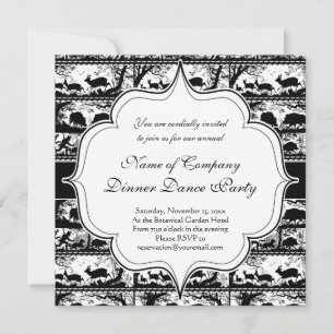 Elegant German Hunting Scene Running Deer and Boar Invitation