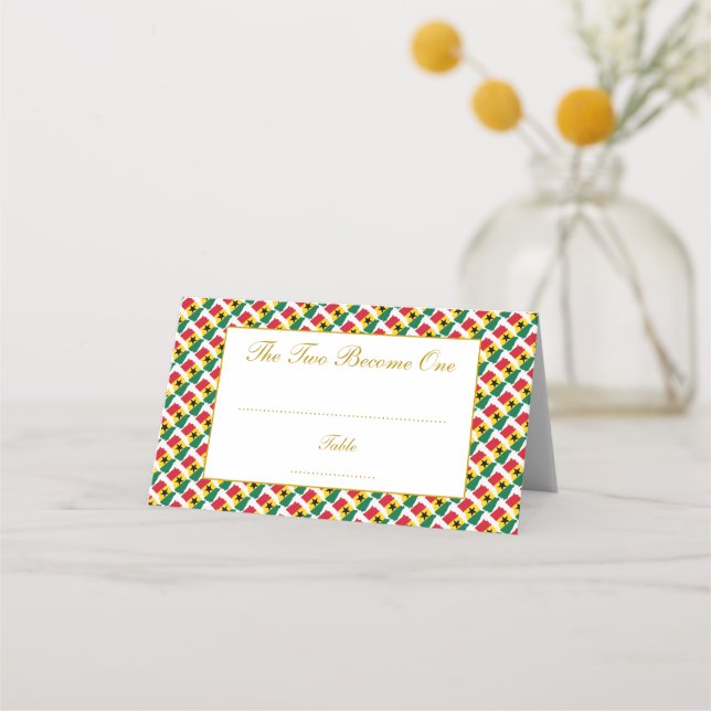 Elegant GHANA Wedding Celebration Place Card (Front)