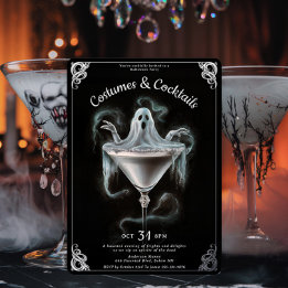 Elegant Ghost Martini Halloween Party Foil Invitation