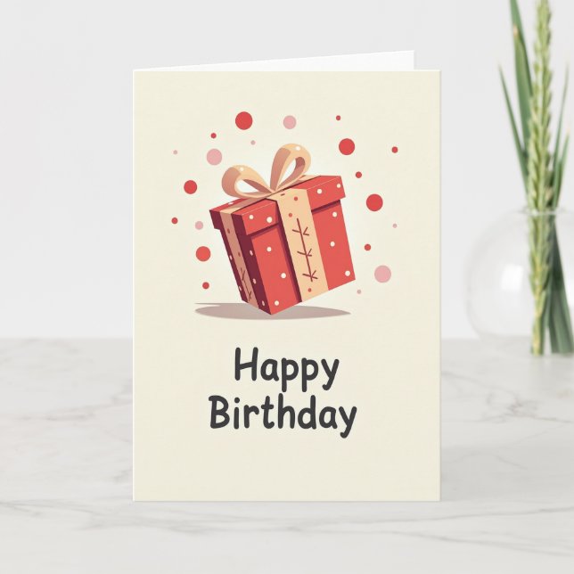 Elegant Gift Box Birthday Card (Front)
