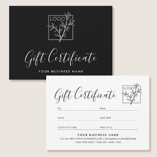 Elegant Gift Certificate Custom Logo Script Black