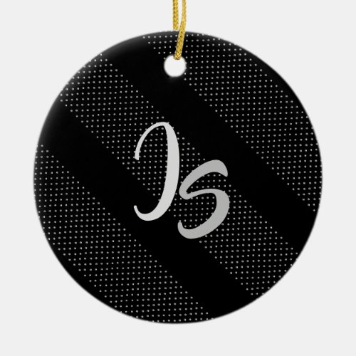 Elegant Gift with Personalize Silver Monogram Ceramic Ornament