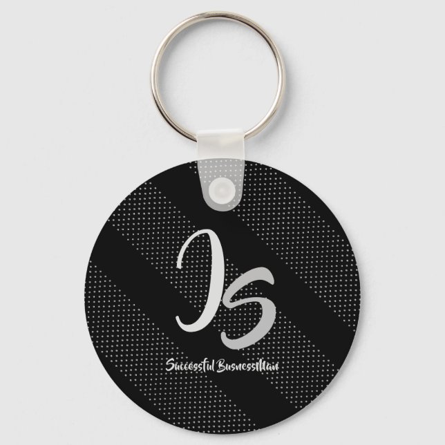Elegant Gift with Personalize Silver Monogram Keychain (Front)