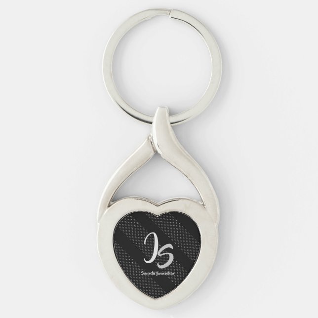 Elegant Gift with Personalize Silver Monogram Keychain (Front)