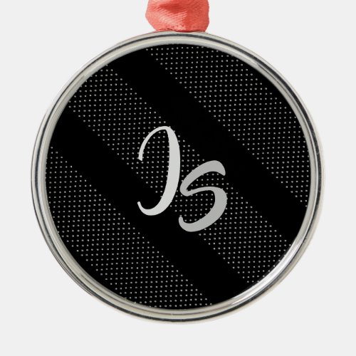 Elegant Gift with Personalize Silver Monogram Metal Ornament