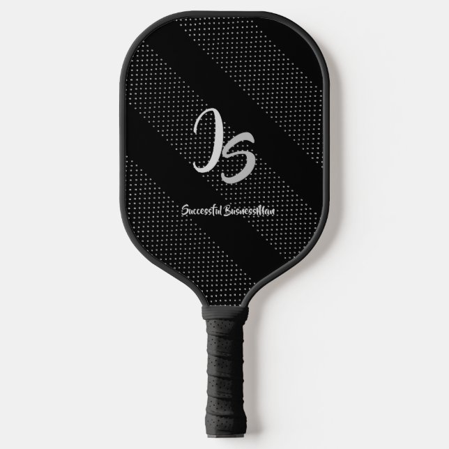 Elegant Gift with Personalize Silver Monogram Pickleball Paddle (Front)