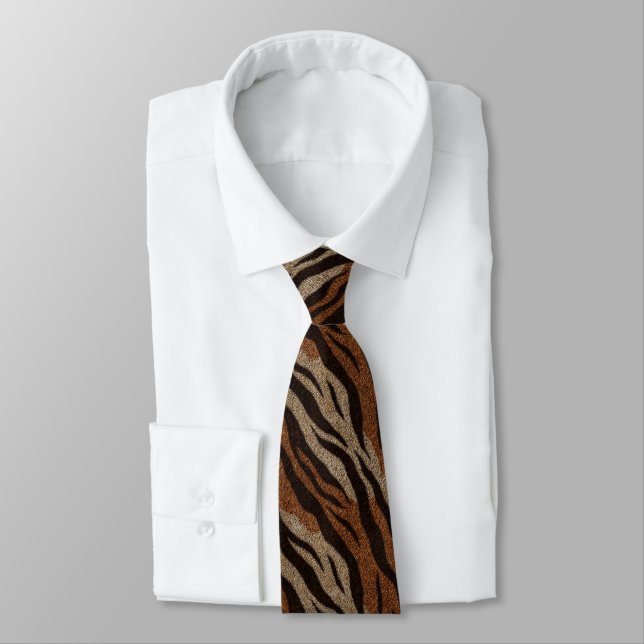 Elegant Gifts For Him Tiger Print Neck Tie (Tied)
