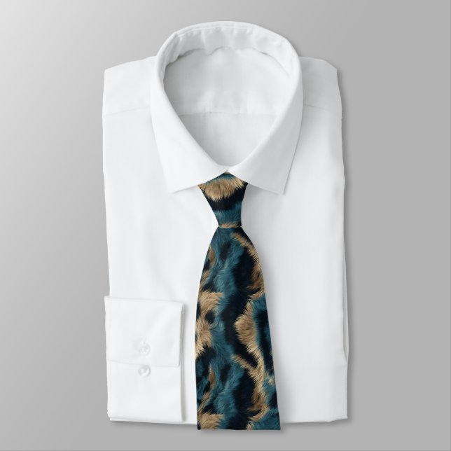 Elegant Gifts For Husband Tiger Print Neck Tie (Tied)