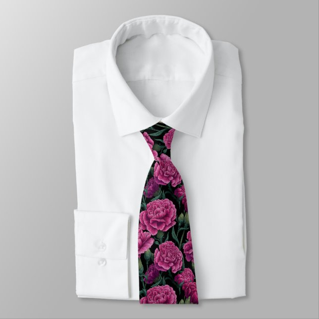 Elegant Gifts For Men Carnation Flower Neck Tie (Tied)