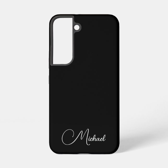 Elegant Gifts Monogram Handwritten Name Black Samsung Galaxy Case (Back)