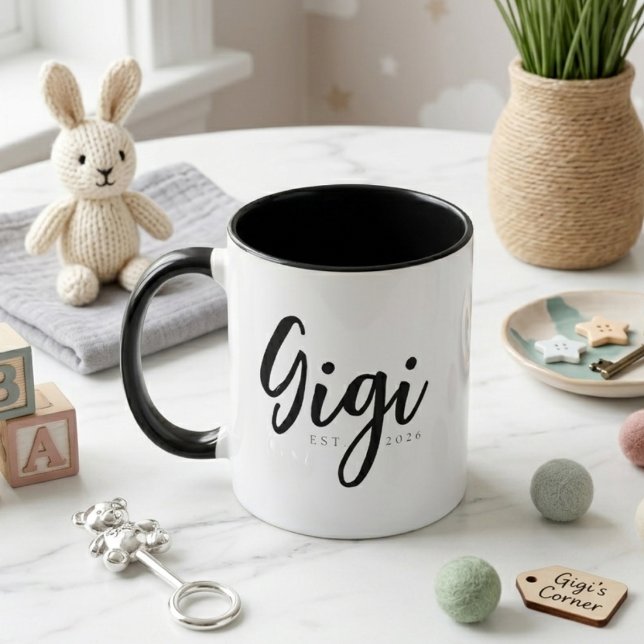 Elegant Gigi EST Year Minimal Script Design Mug (Creator Uploaded)