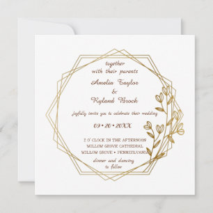 Elegant Gilded Floral Wedding Invitation