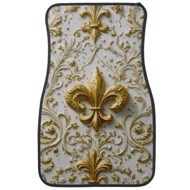 Elegant Gilded Gold Fleur-de-lis Car Mats (Front)