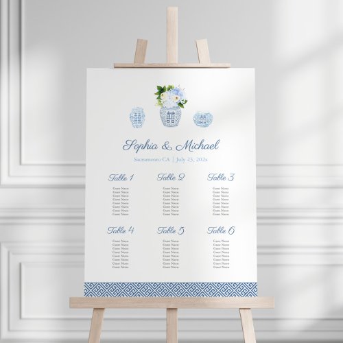 Elegant Ginger Jar 6 Tables Wedding Seating Chart Foam Board