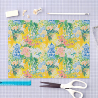 Elegant Ginger jar and flowers pattern Tissue Paper