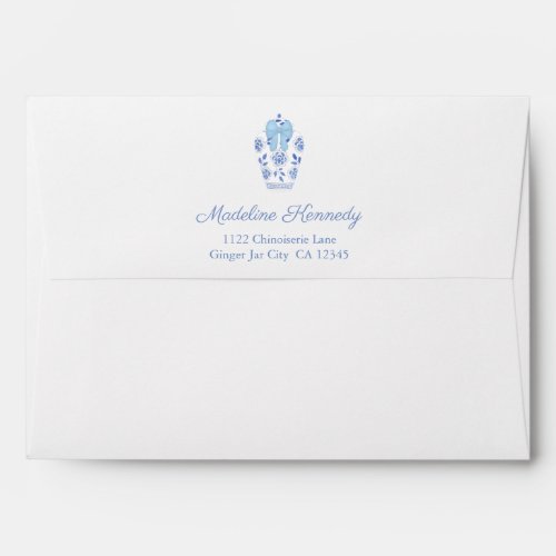 Elegant Ginger Jar Baby Shower Card Return Address Envelope