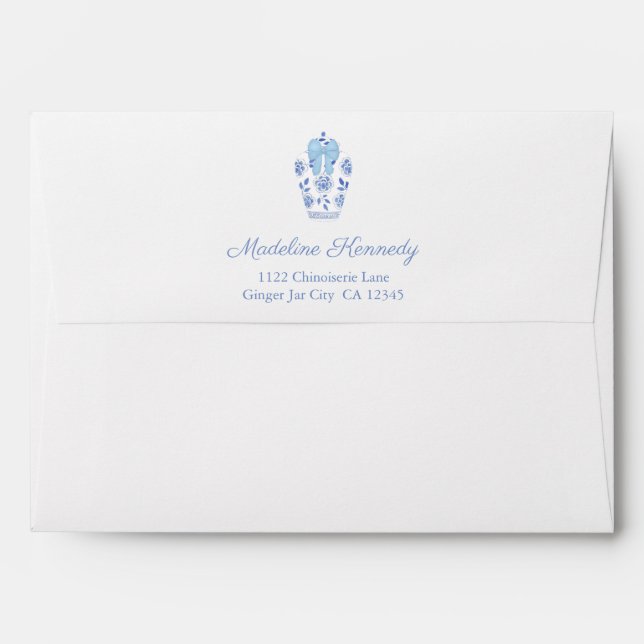 Elegant Ginger Jar Baby Shower Card Return Address Envelope (Back (Top Flap))