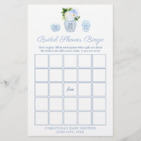 Elegant Ginger Jar Bridal Shower Bingo Game Card