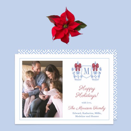 Elegant Ginger Jar Happy Holidays Family Picture Holiday Card