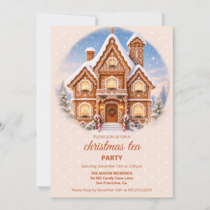 Elegant Gingerbread Christmas Holiday Tea Party  Invitation