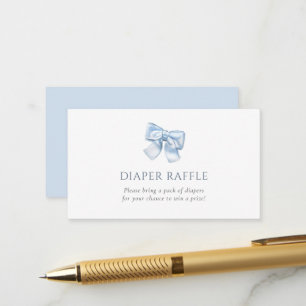 Elegant Gingham Blue Coquette Bow Diaper Raffle Enclosure Card