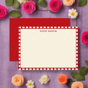 Elegant Gingham Red Feminine Thank You Baby Note Card