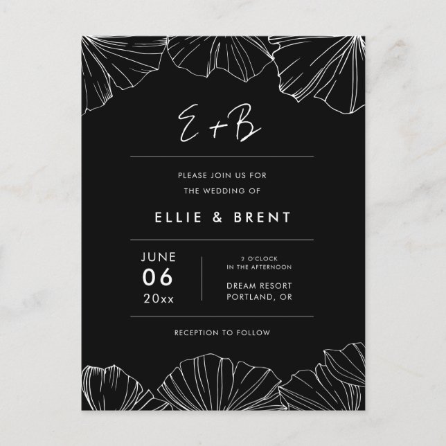 Elegant Ginkgo Biloba wedding invitation Postcard (Front)