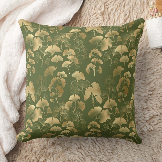 Elegant Ginkgo Garden Pattern Throw Pillow (Blanket)