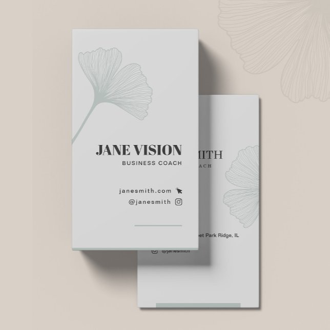 Elegant Ginkgo Leaf Minimalist Business Card (Creator Uploaded)