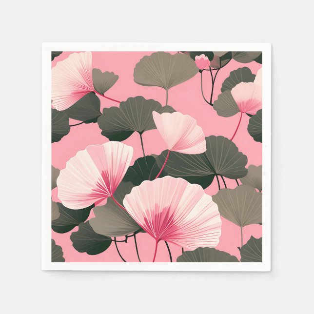 Elegant Ginkgo Leaf Pattern Napkins (Front)