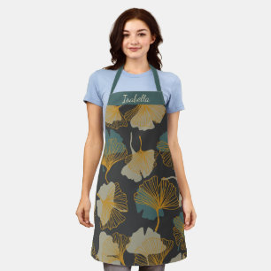 Elegant Ginkgo Leaves Pattern Autumn Personalized Apron