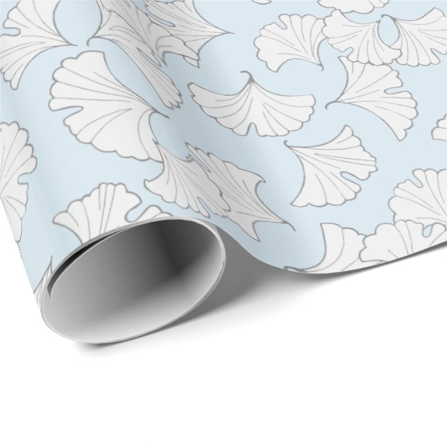 Elegant ginkgo leaves with custom background color wrapping paper (Roll Corner)