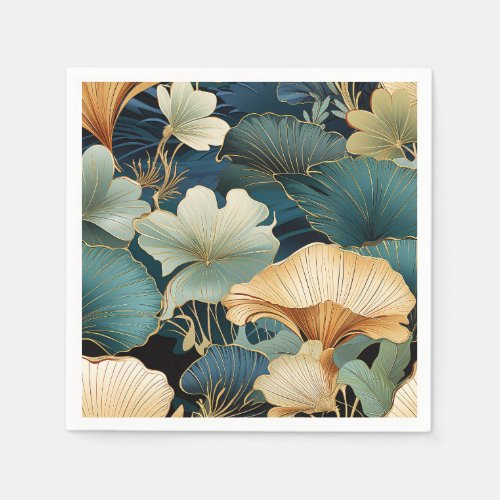 Elegant Ginko Floral Design Napkins