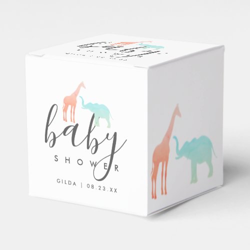 Elegant Giraffe Elephant Baby Shower Favor Boxes