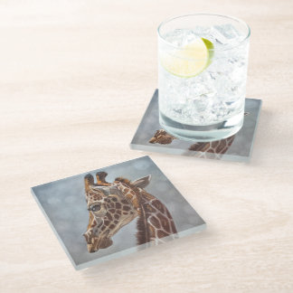 Elegant Giraffe Portrait Glass Coaster