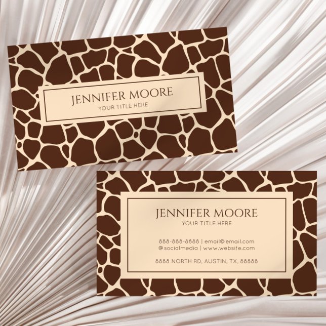 Elegant Giraffe Print Brown Custom  Business Card (Creator Uploaded)