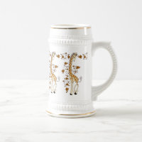 Elegant giraffes gold and white beer stein