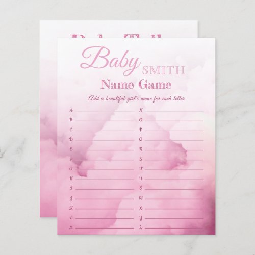 Elegant Girl Baby Shower Name and unscramble game