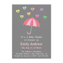 Elegant Girl Baby Shower with Love and Umbrella Invitation