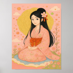 Elegant Girl in Kimono – Japanese Style Wall Art