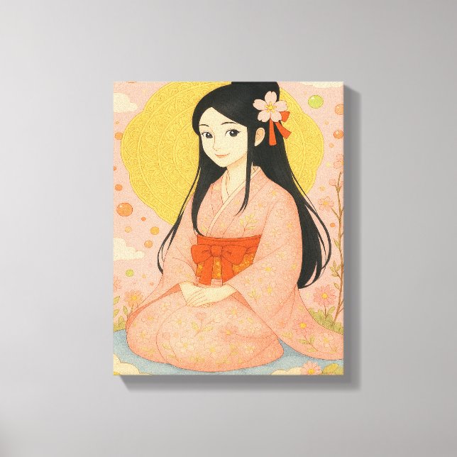 Elegant Girl in Kimono – Japanese Style Wall Art (Front)