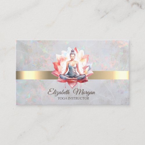 Elegant Girl Lotus Opal  Yoga Instructor  Business Card