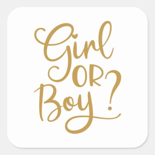 Elegant Girl or Boy Gold Glitter Gender Reveal  Square Sticker